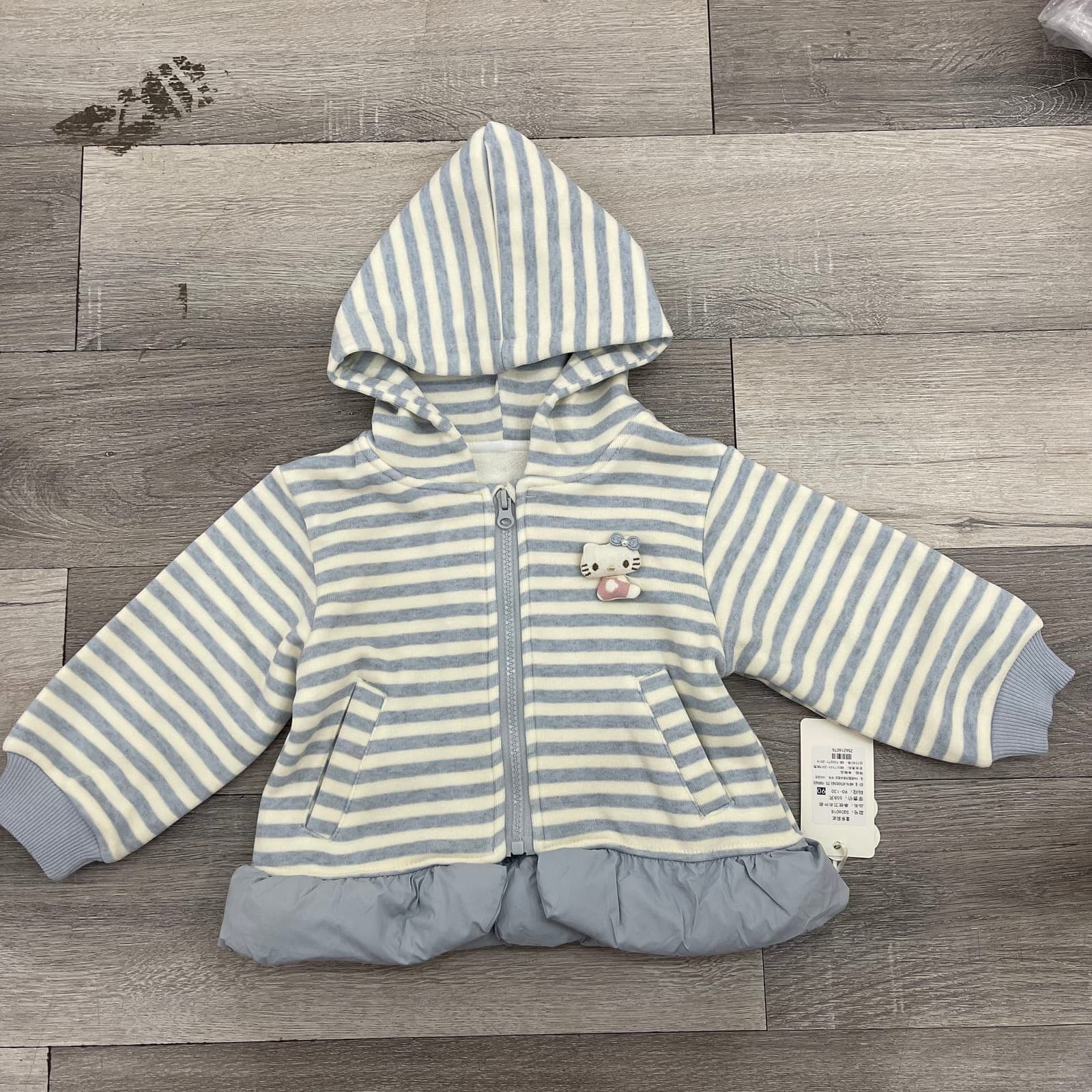 Áo khoác hoodie kẻ sọc đính mèo dễ thương