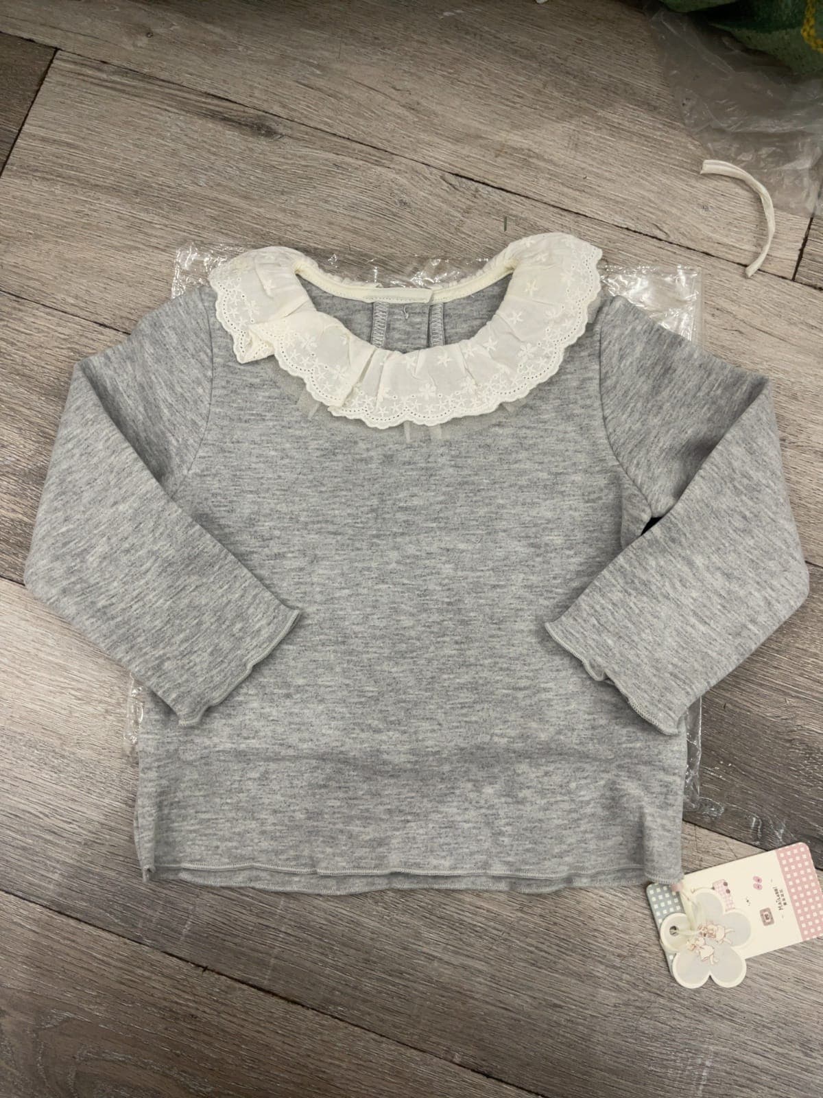 Áo dài tay cổ ren bèo hoa nhí